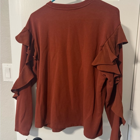 a new day Ruffled Sweatshirt - Rust - Picture 3 of 3